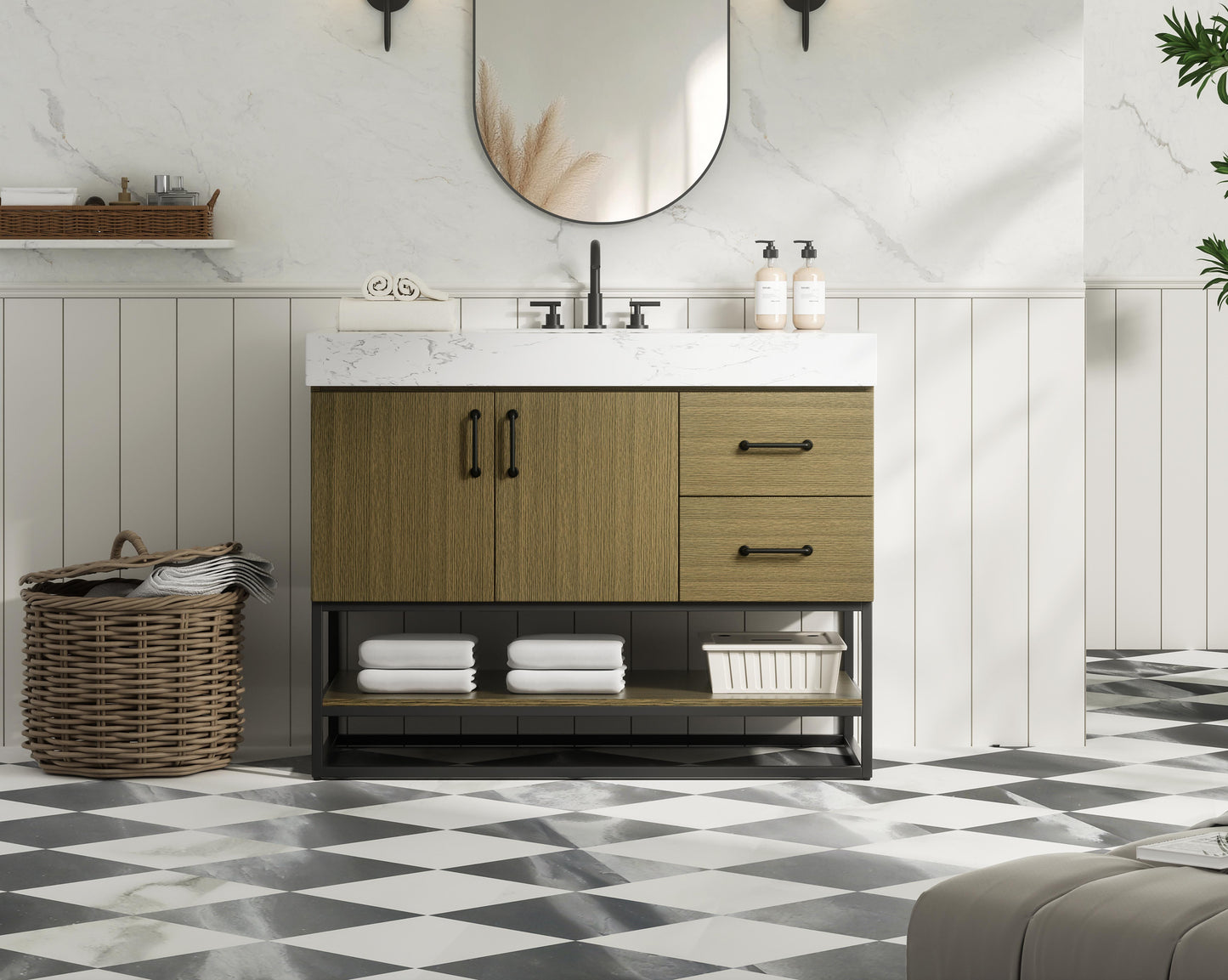 42 inch Single Bathroom Vanity in Chestnut Brown