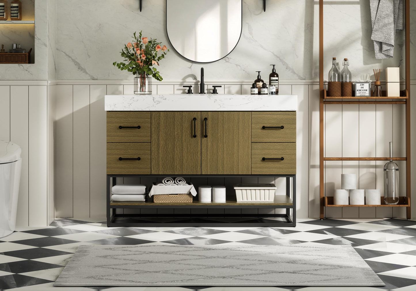 48 inch Single Bathroom Vanity in Chestnut Brown