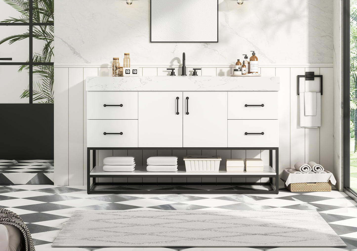 54 inch Single Bathroom Vanity in White