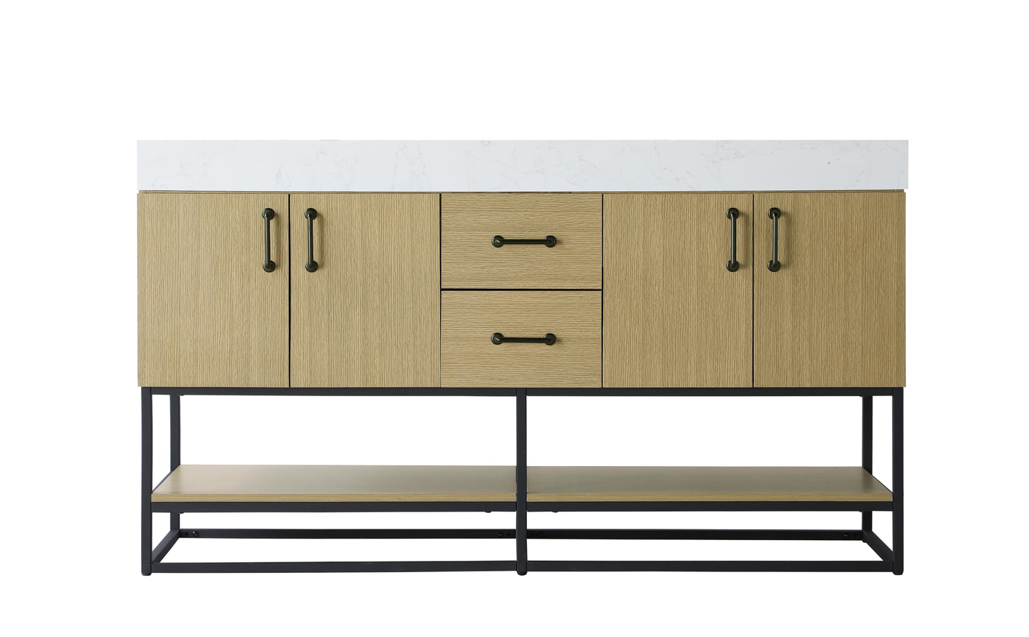 60 inch Double Bathroom Vanity in Honey Brown