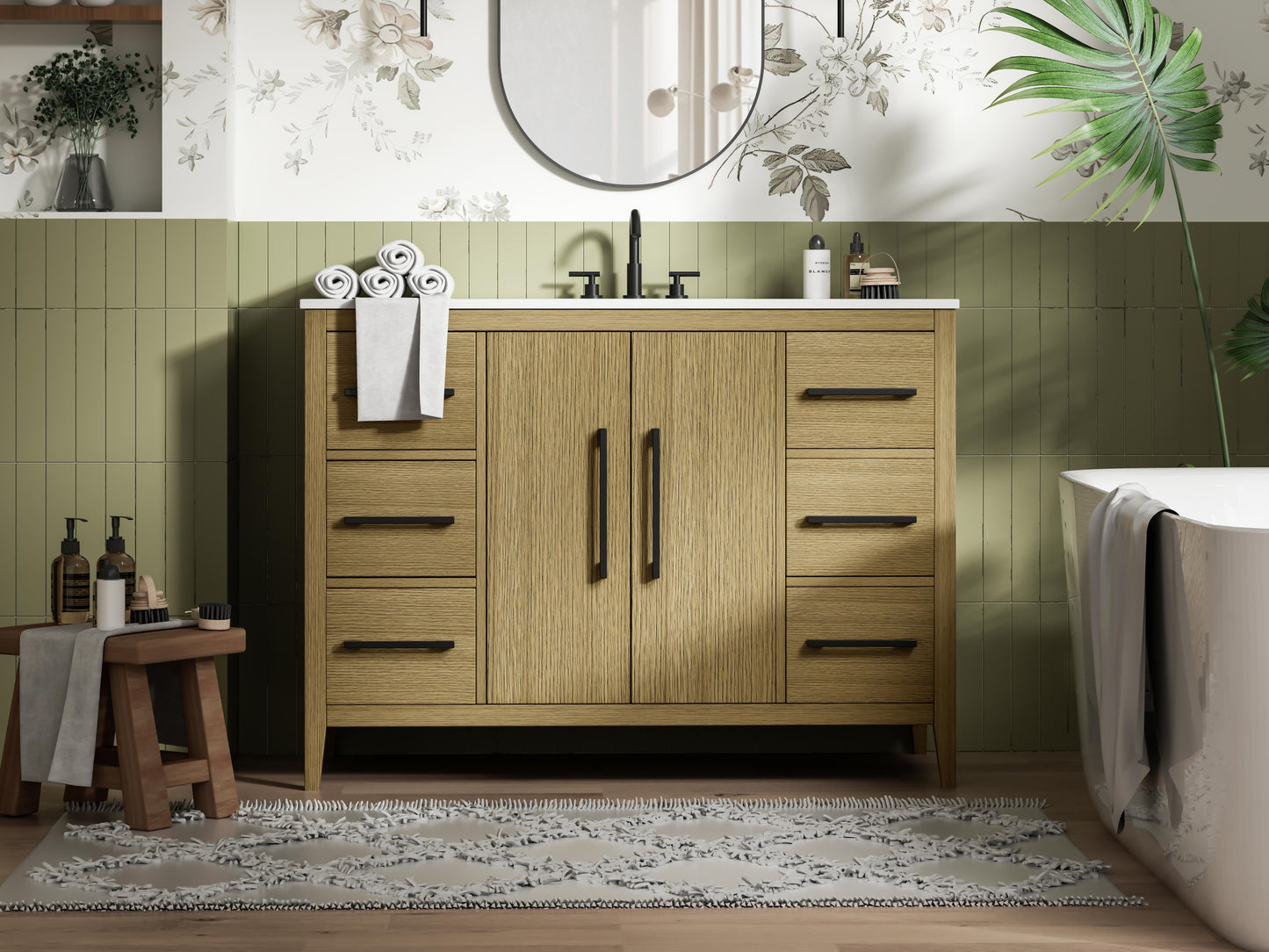 48 Inch Single Bathroom Vanity In Honey Brown