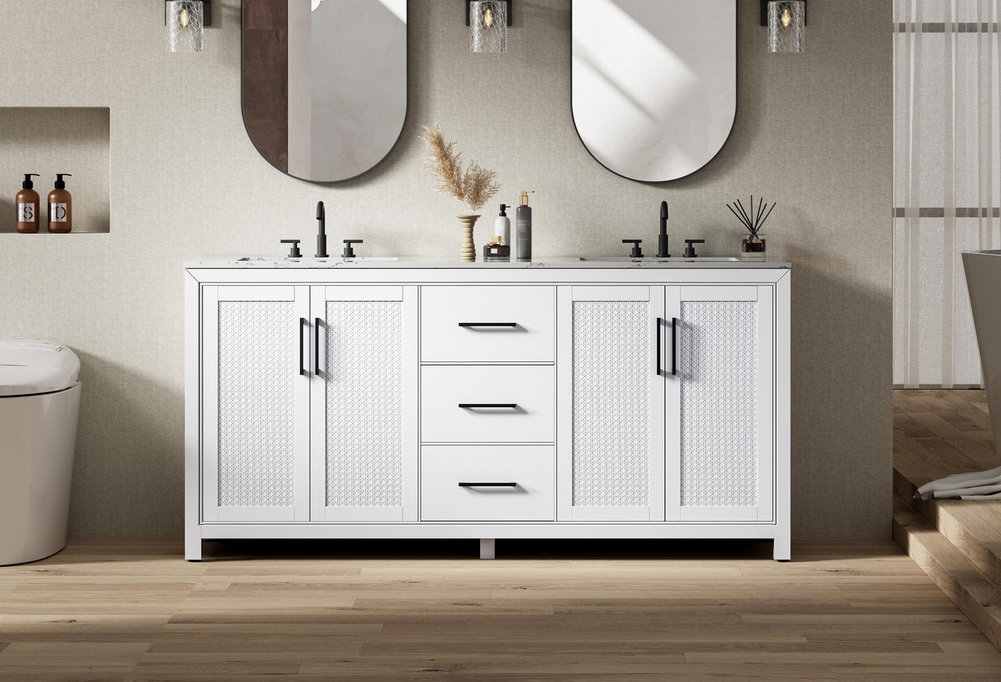 72 Inch Double Bathroom Vanity In White