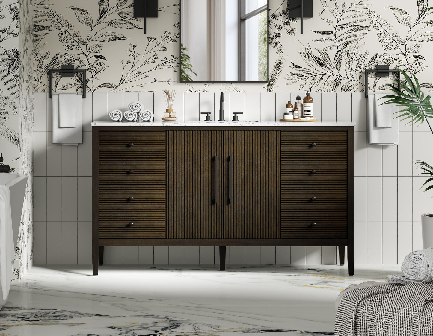 60 inch Single Bathroom Vanity inChocolate Oak