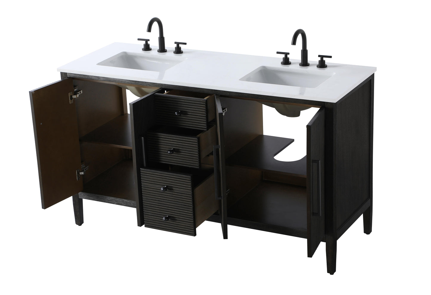60 inch Double Bathroom Vanity inChocolate Oak