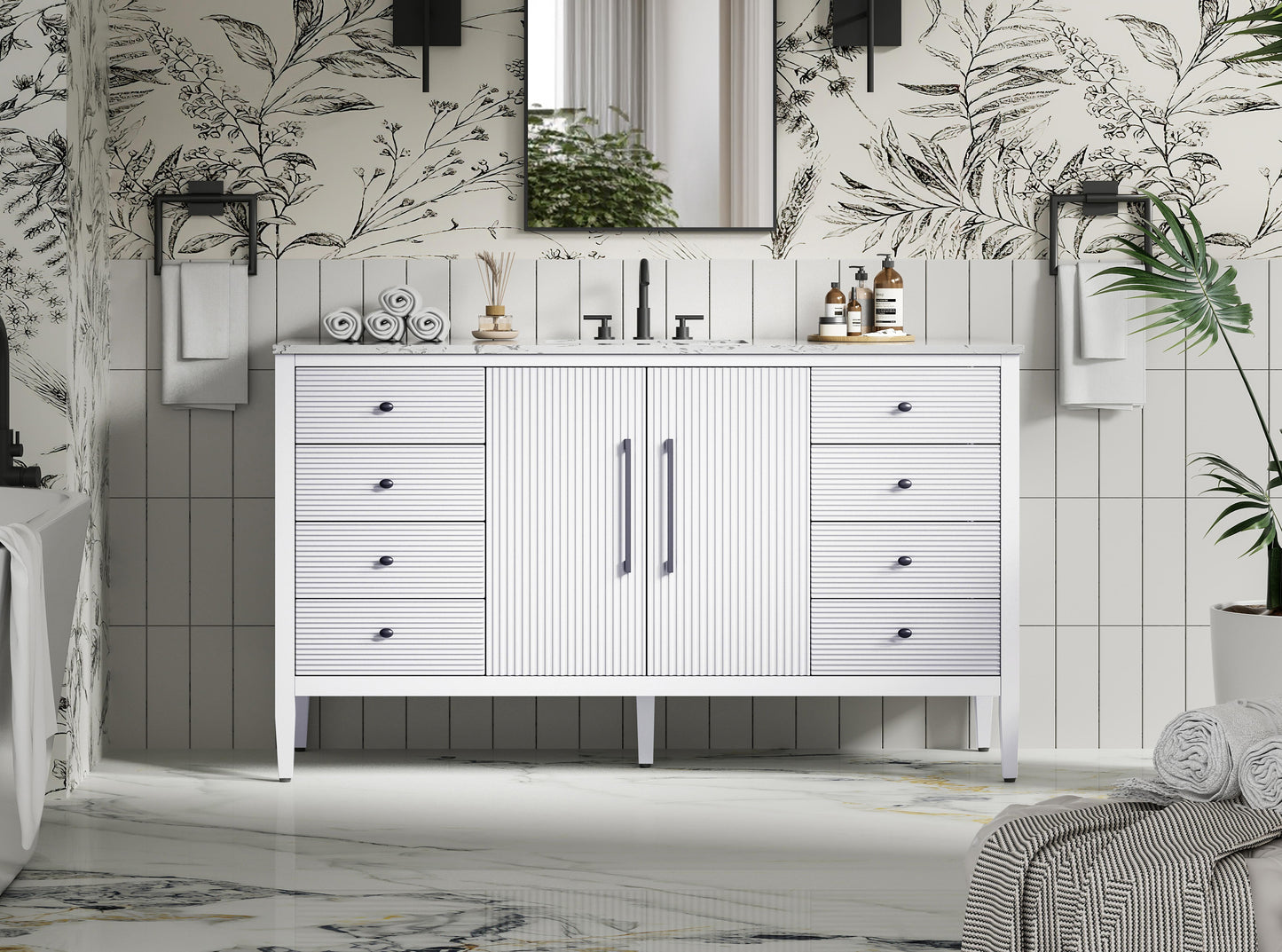 60 inch Single Bathroom Vanity in White