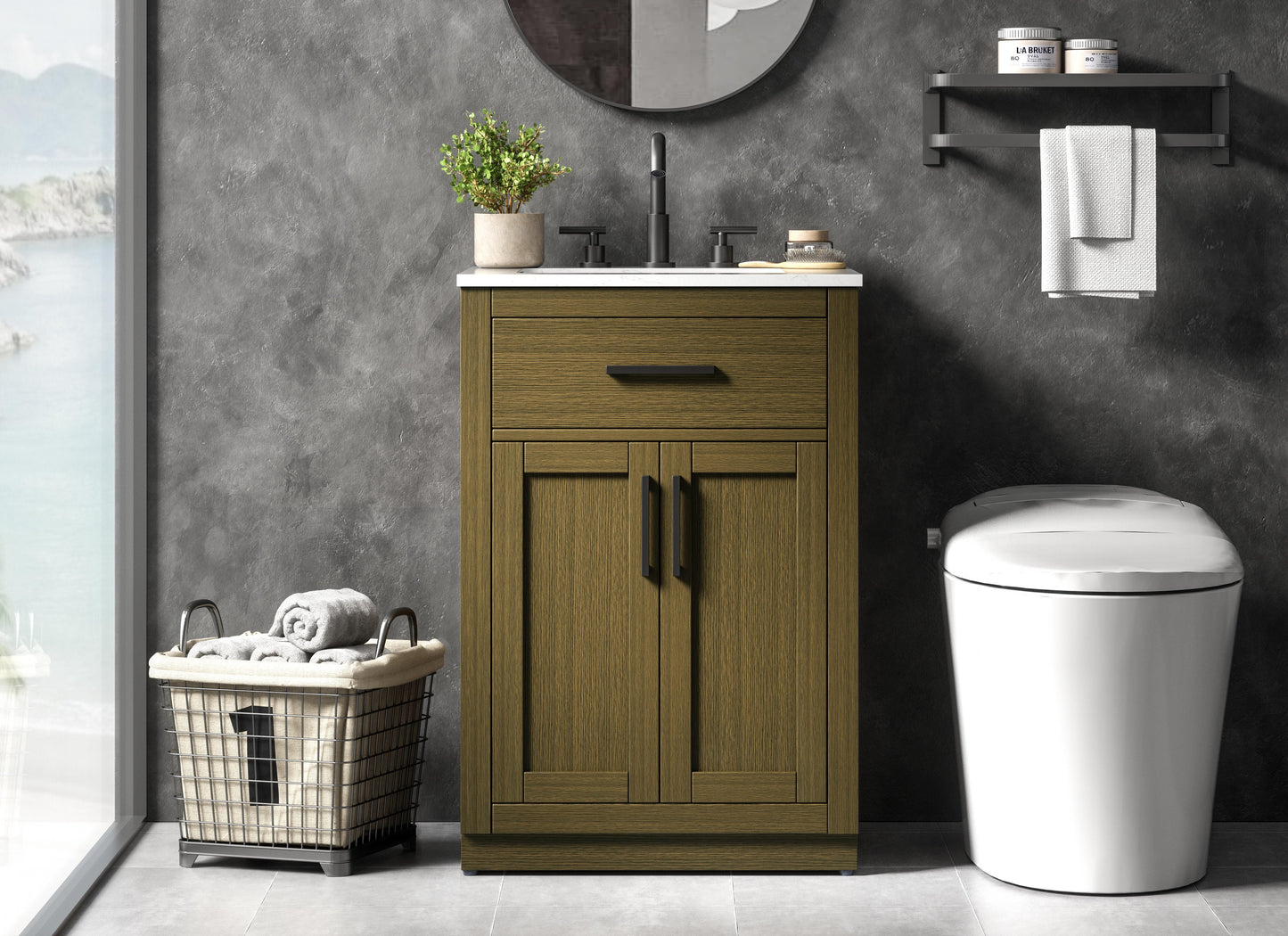 Alden 24 inch Single Bathroom Vanity in Chestnut Brown