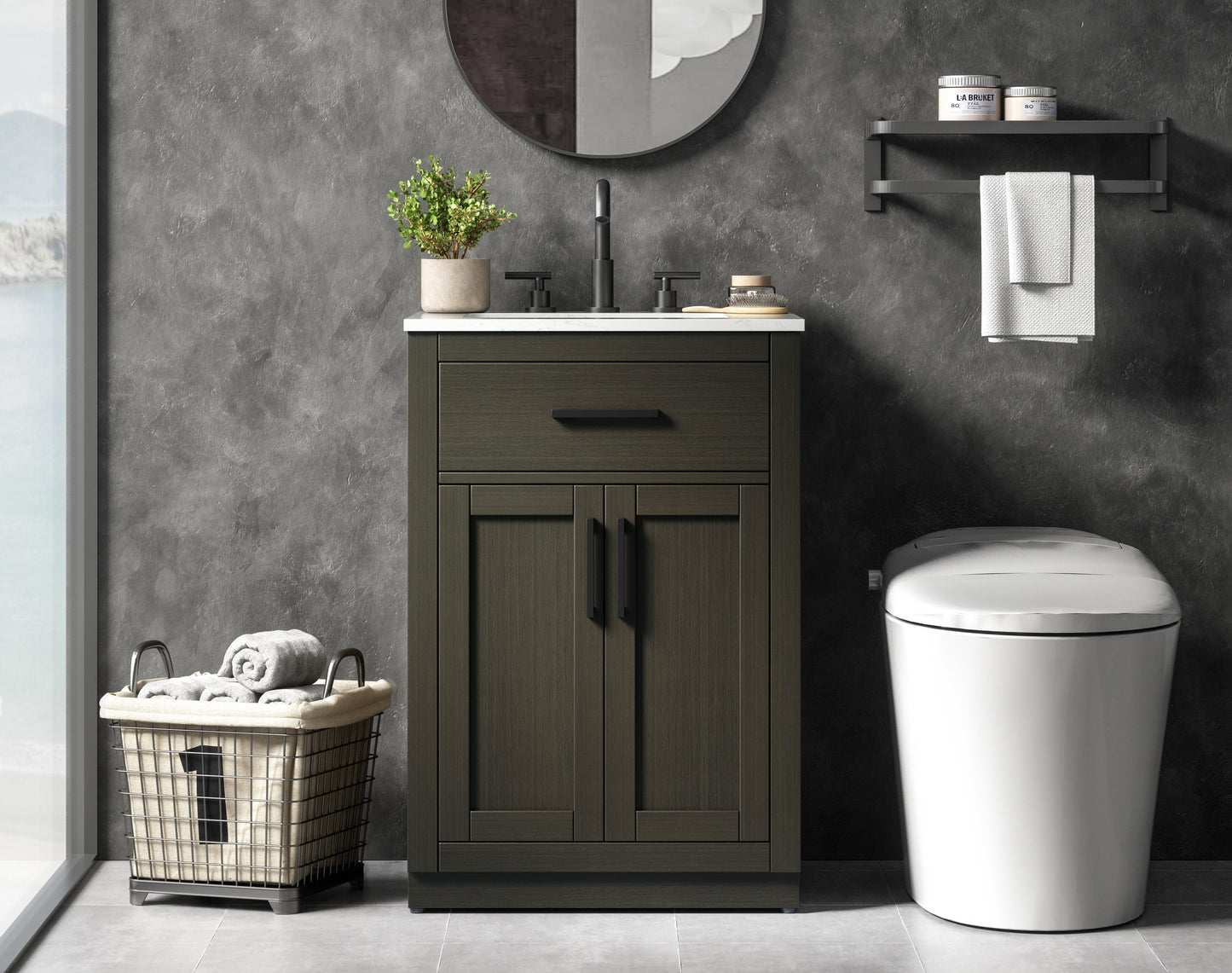 Alden 24 inch Single Bathroom Vanity in Mocha Brown