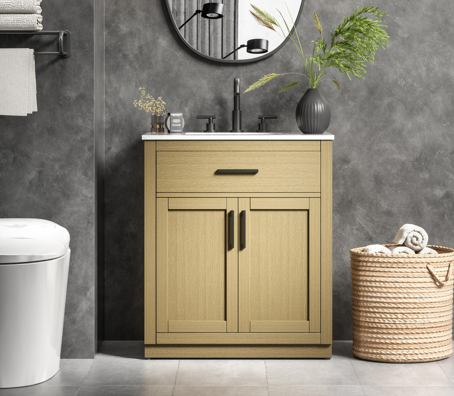 Alden 30 inch Single Bathroom Vanity in Honey Brown