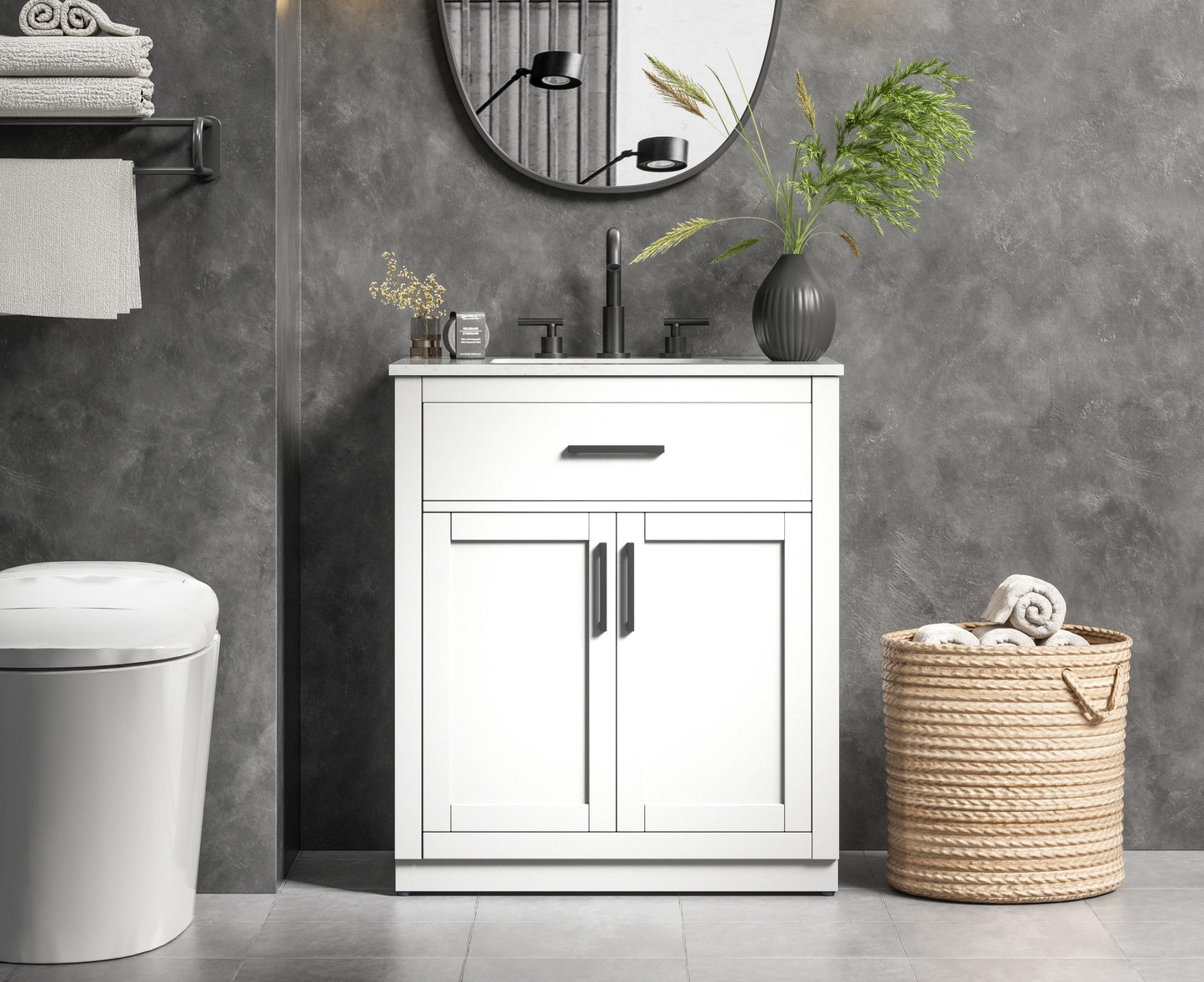 Alden 30 inch Single Bathroom Vanity in White