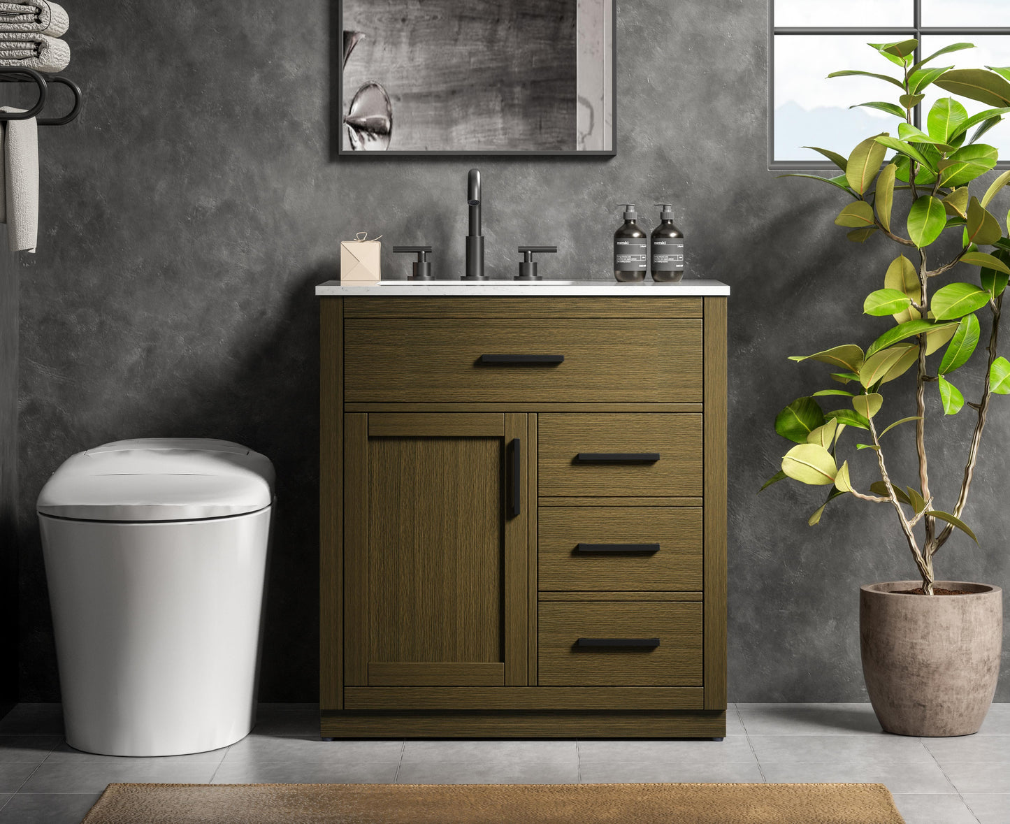 Alden 32 inch Single Bathroom Vanity in Chestnut Brown