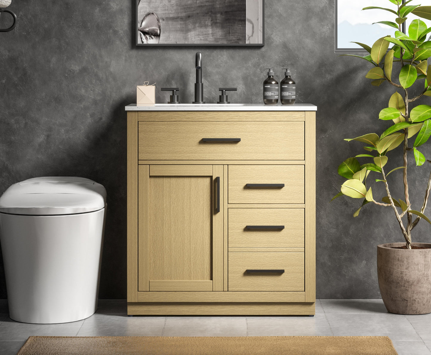 Alden 32 inch Single Bathroom Vanity in Honey Brown