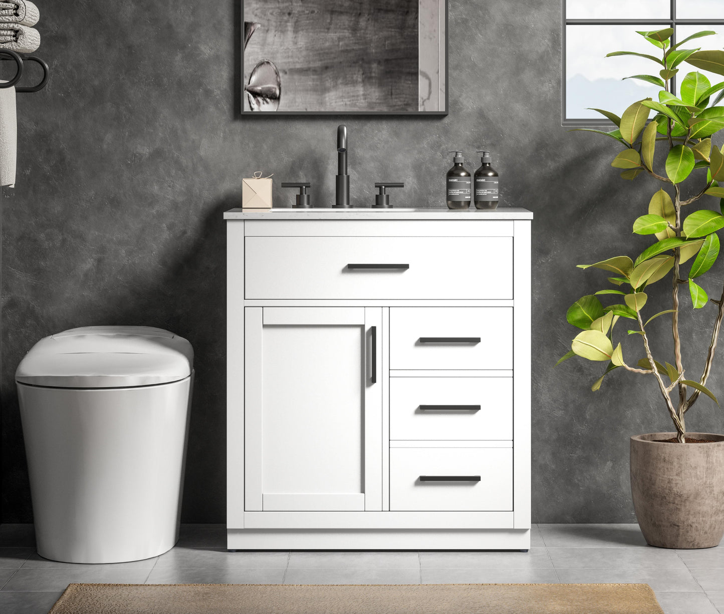 Alden 32 inch Single Bathroom Vanity in White