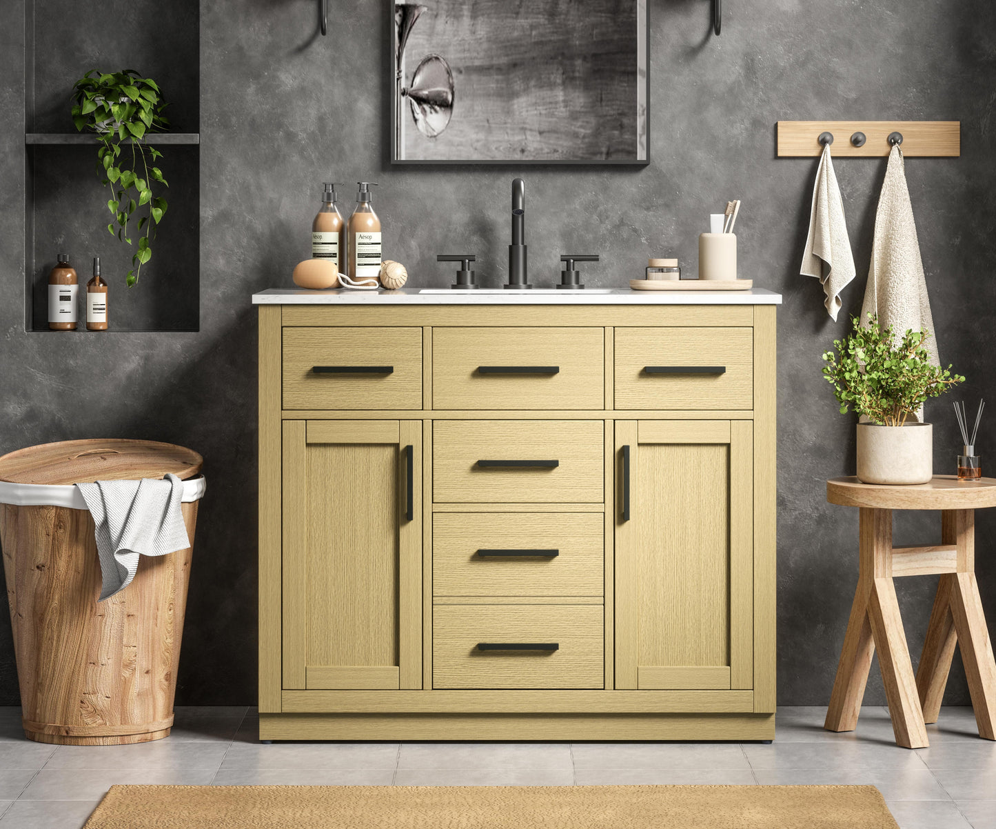 Alden 42 inch Single Bathroom Vanity in Honey Brown