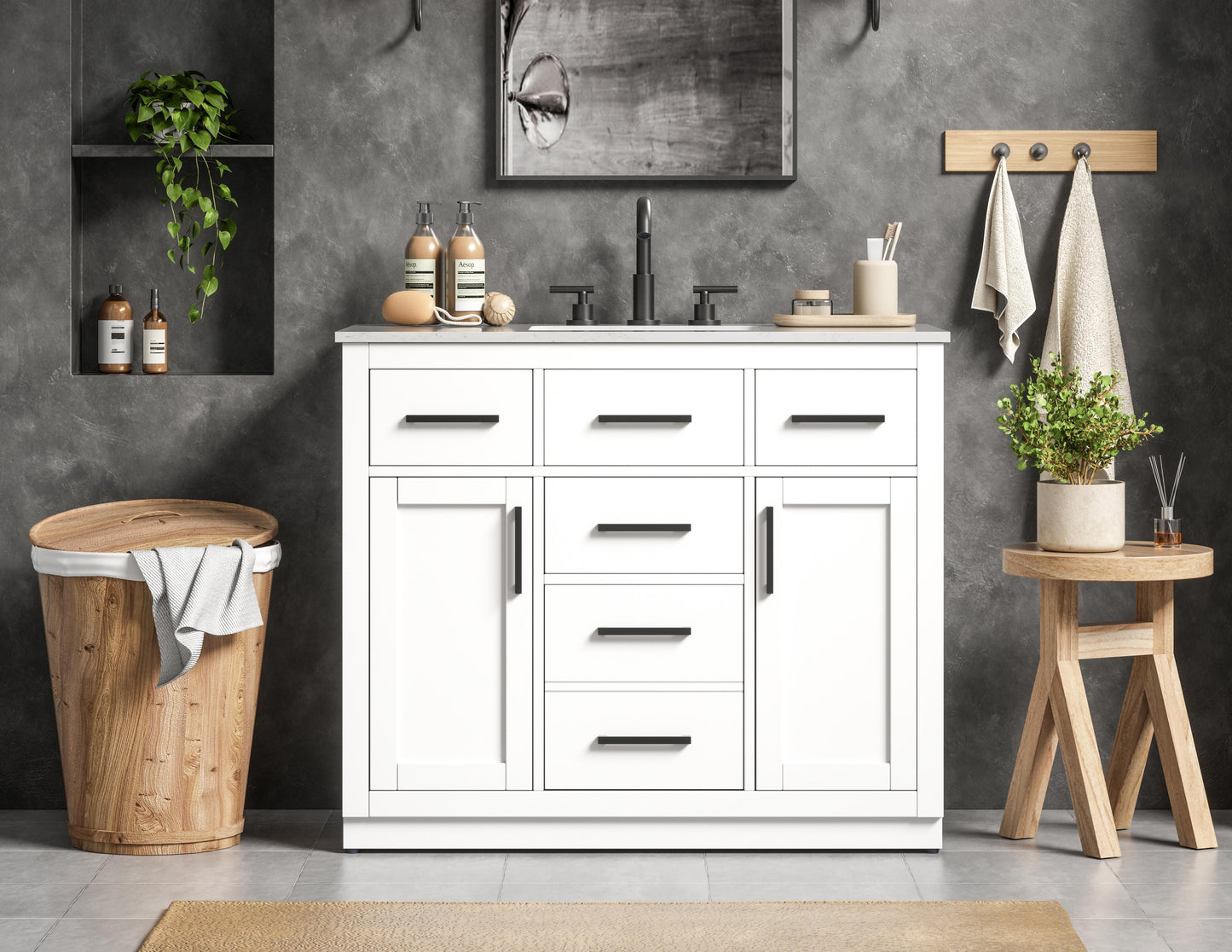 Alden 42 inch Single Bathroom Vanity in White