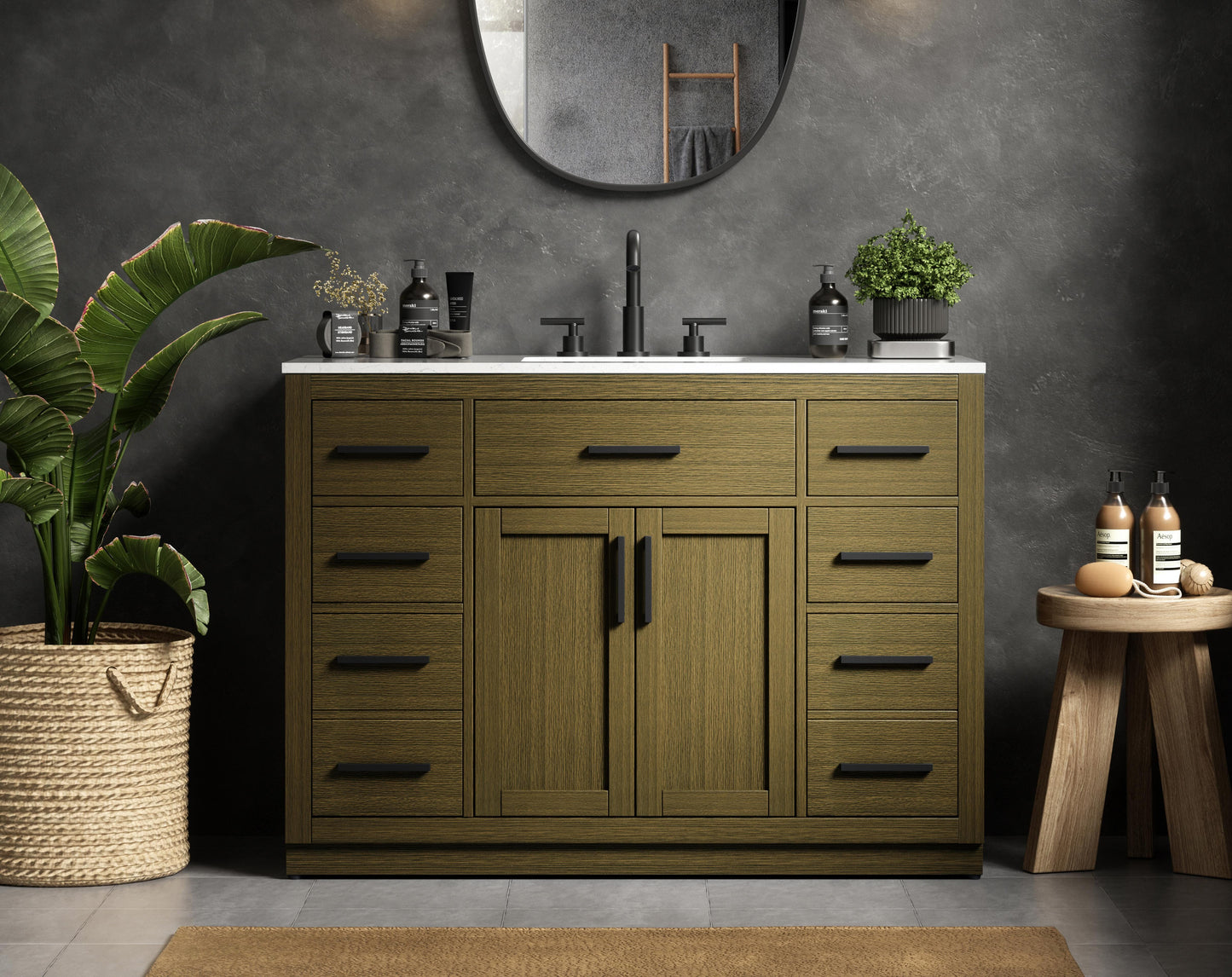 Alden 48 inch Single Bathroom Vanity in Chestnut Brown