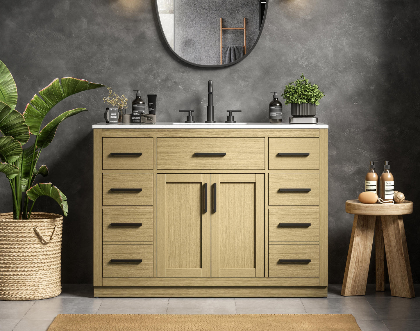 Alden 48 inch Single Bathroom Vanity in Honey Brown