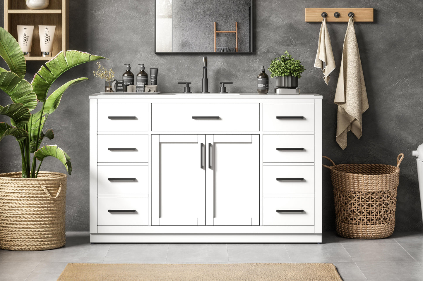 Alden 54 inch Single Bathroom Vanity in White