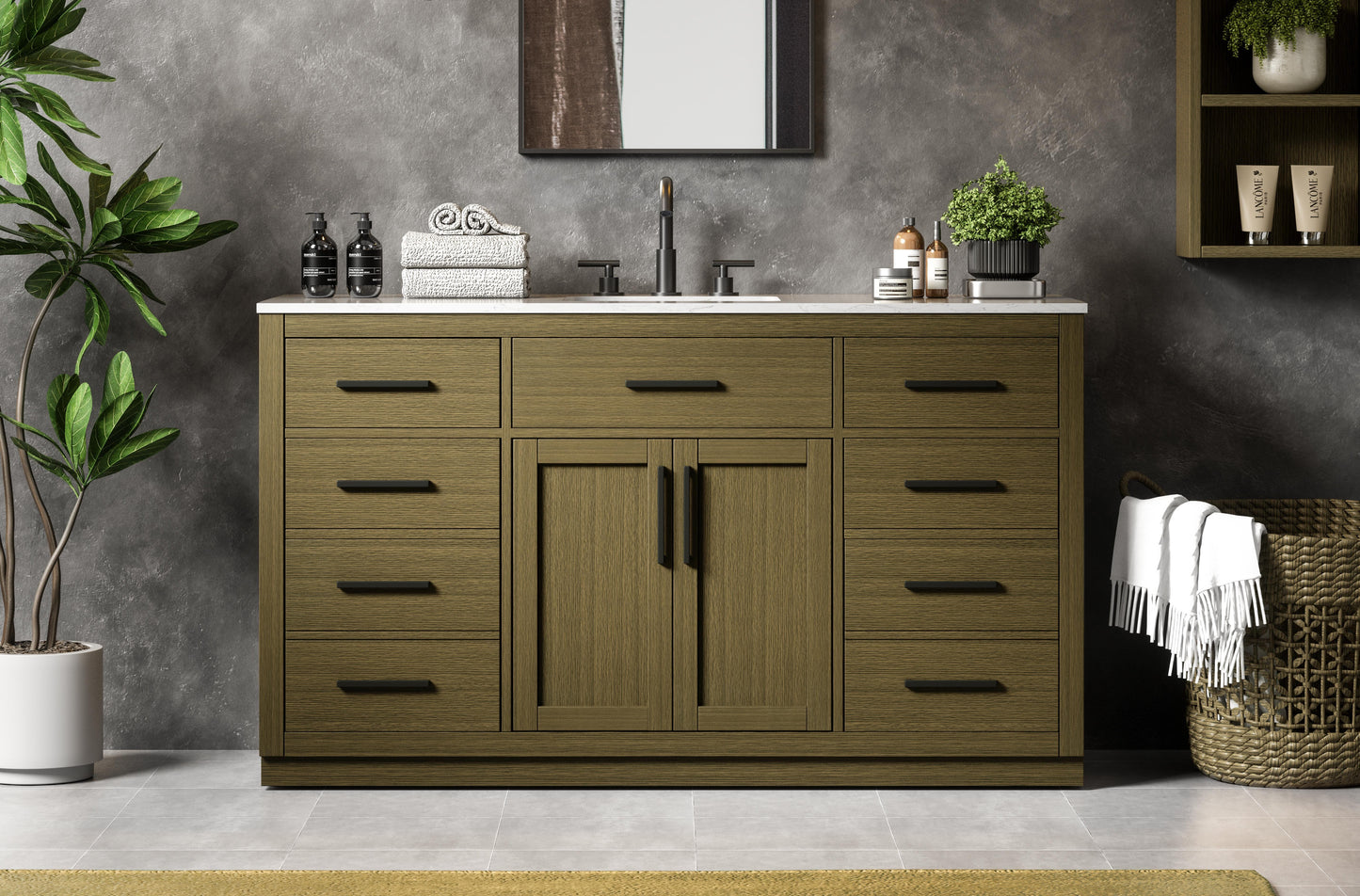 Alden 60 inch Single Bathroom Vanity in Chestnut Brown