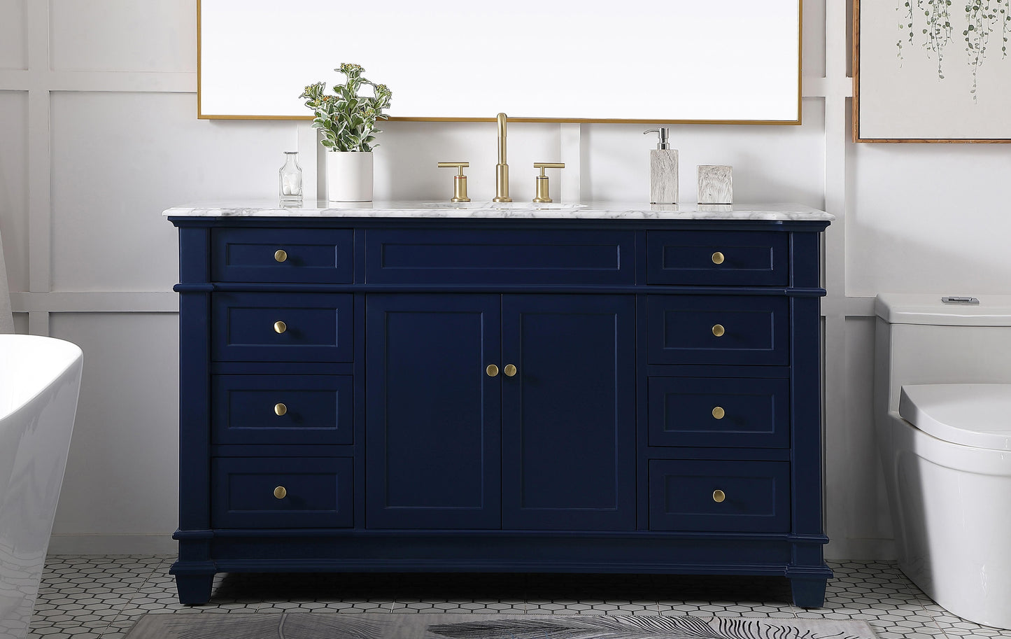 60 inch Single Bathroom Vanity set in Blue