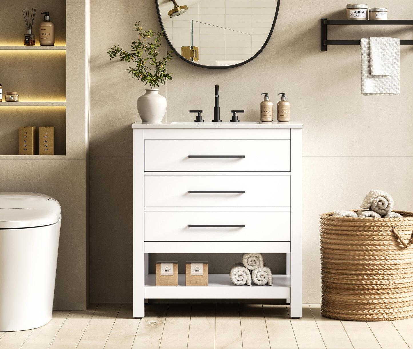30 inch Single Bathroom Vanity in White