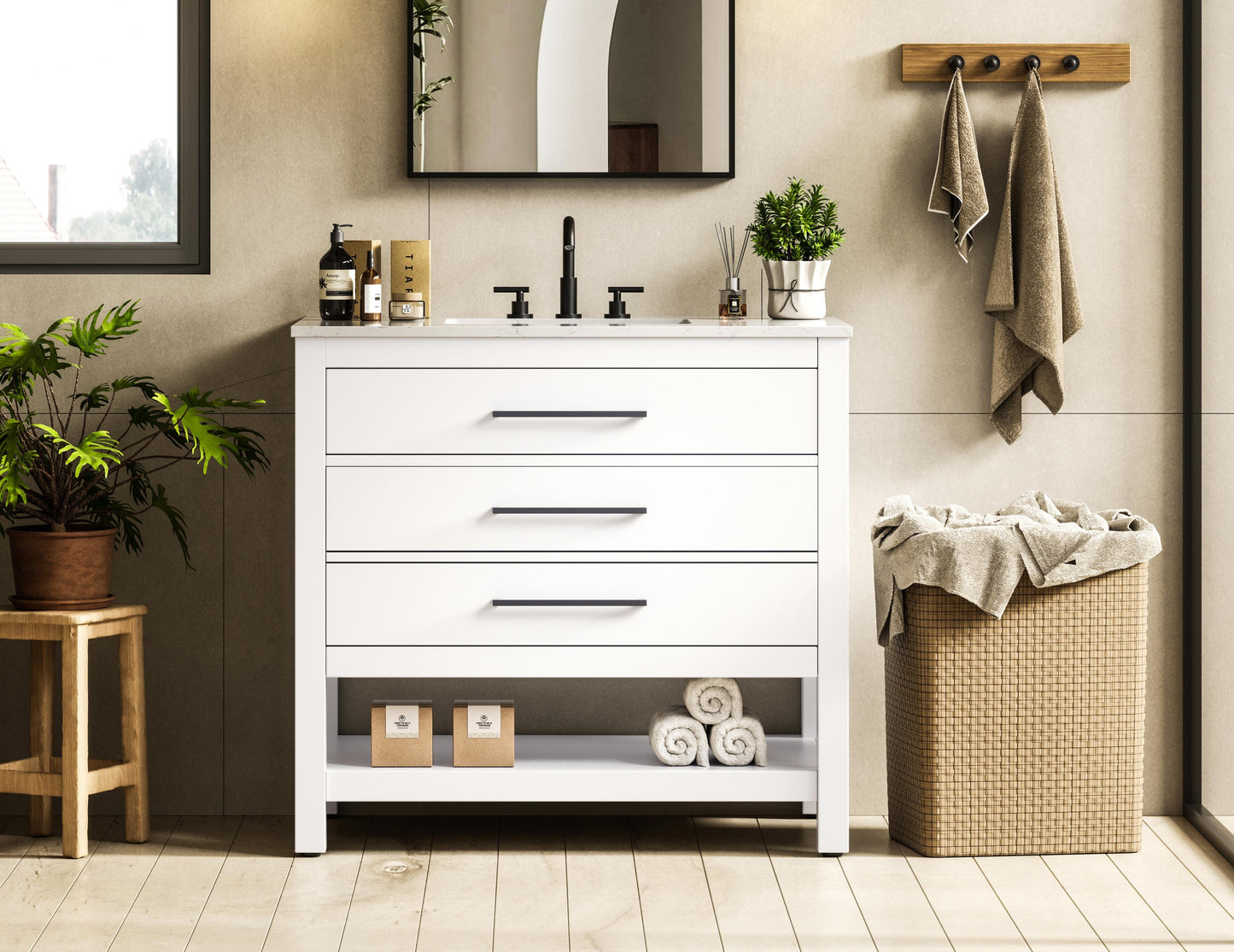 36 inch Single Bathroom Vanity in White