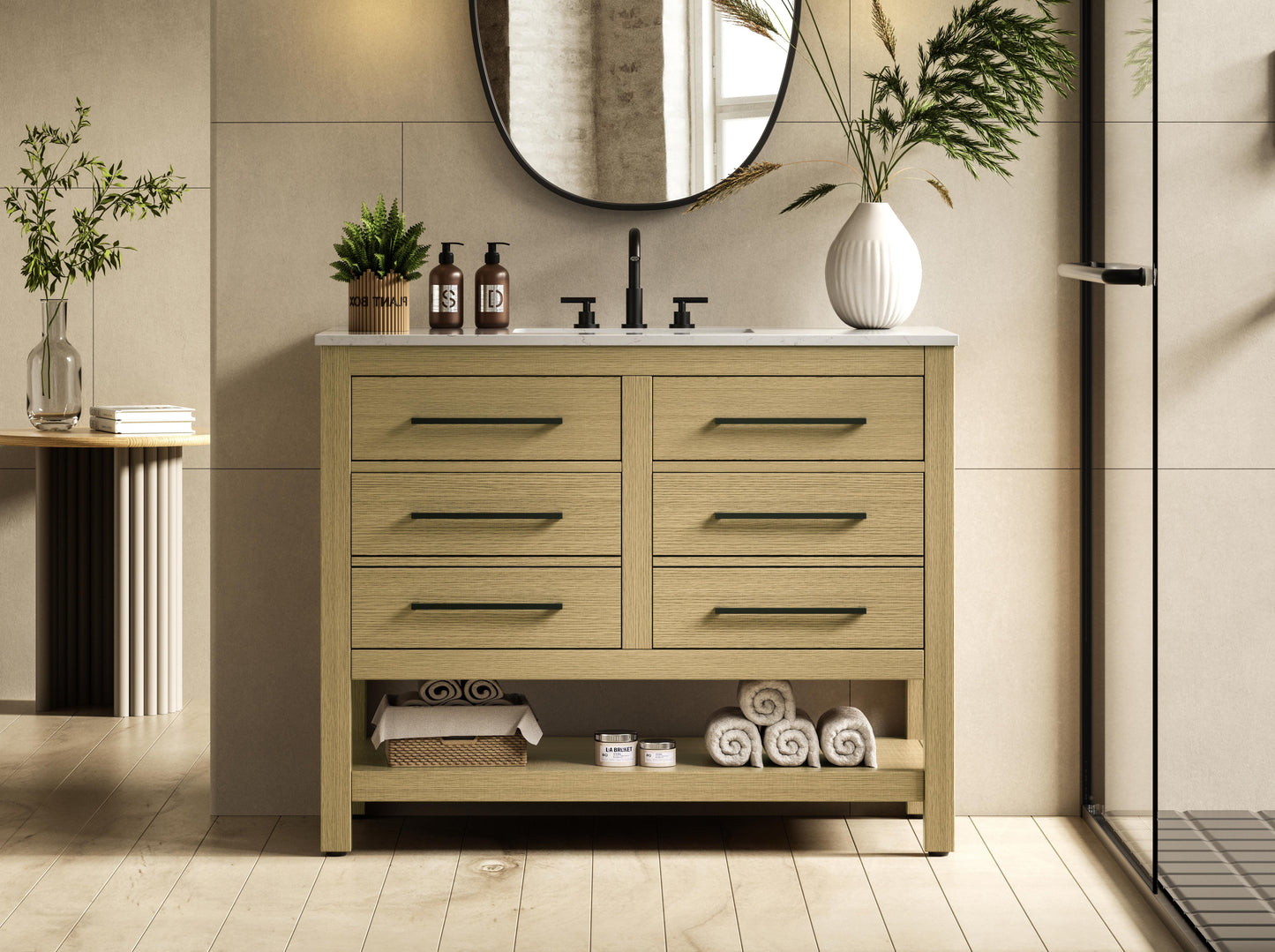 42 inch Single Bathroom Vanity in Honey Brown