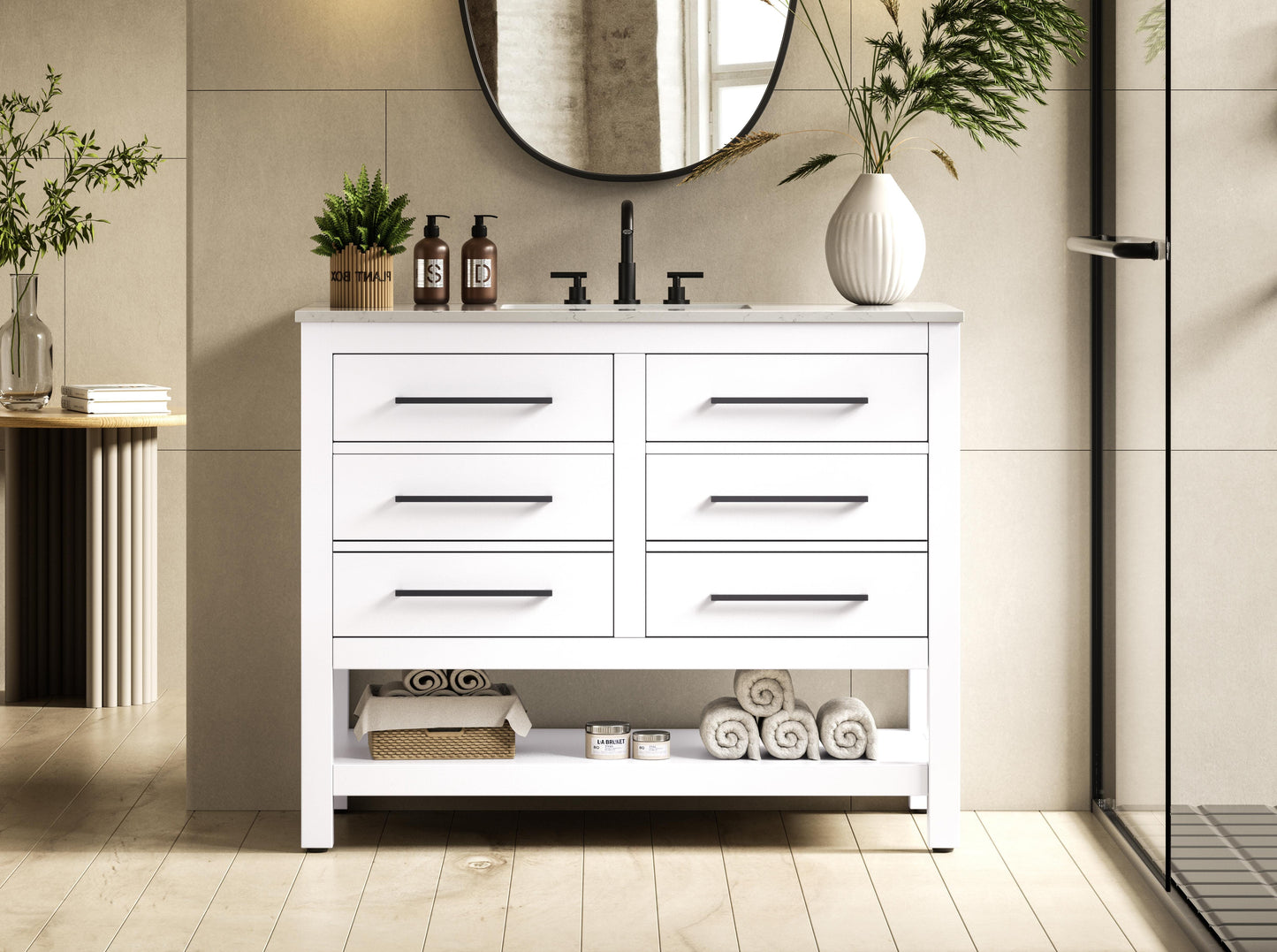 42 inch Single Bathroom Vanity in White