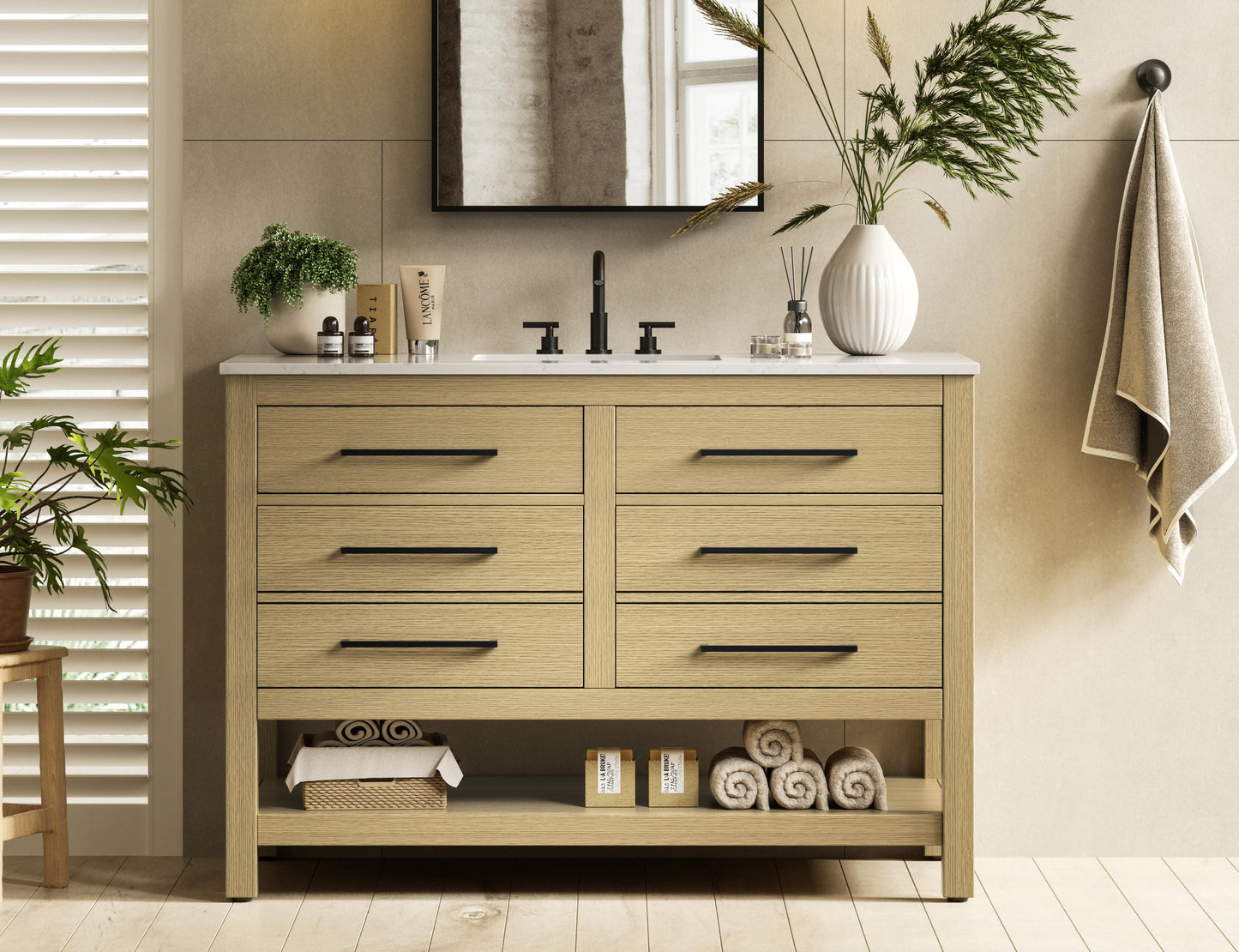 48 inch Single Bathroom Vanity in Honey Brown