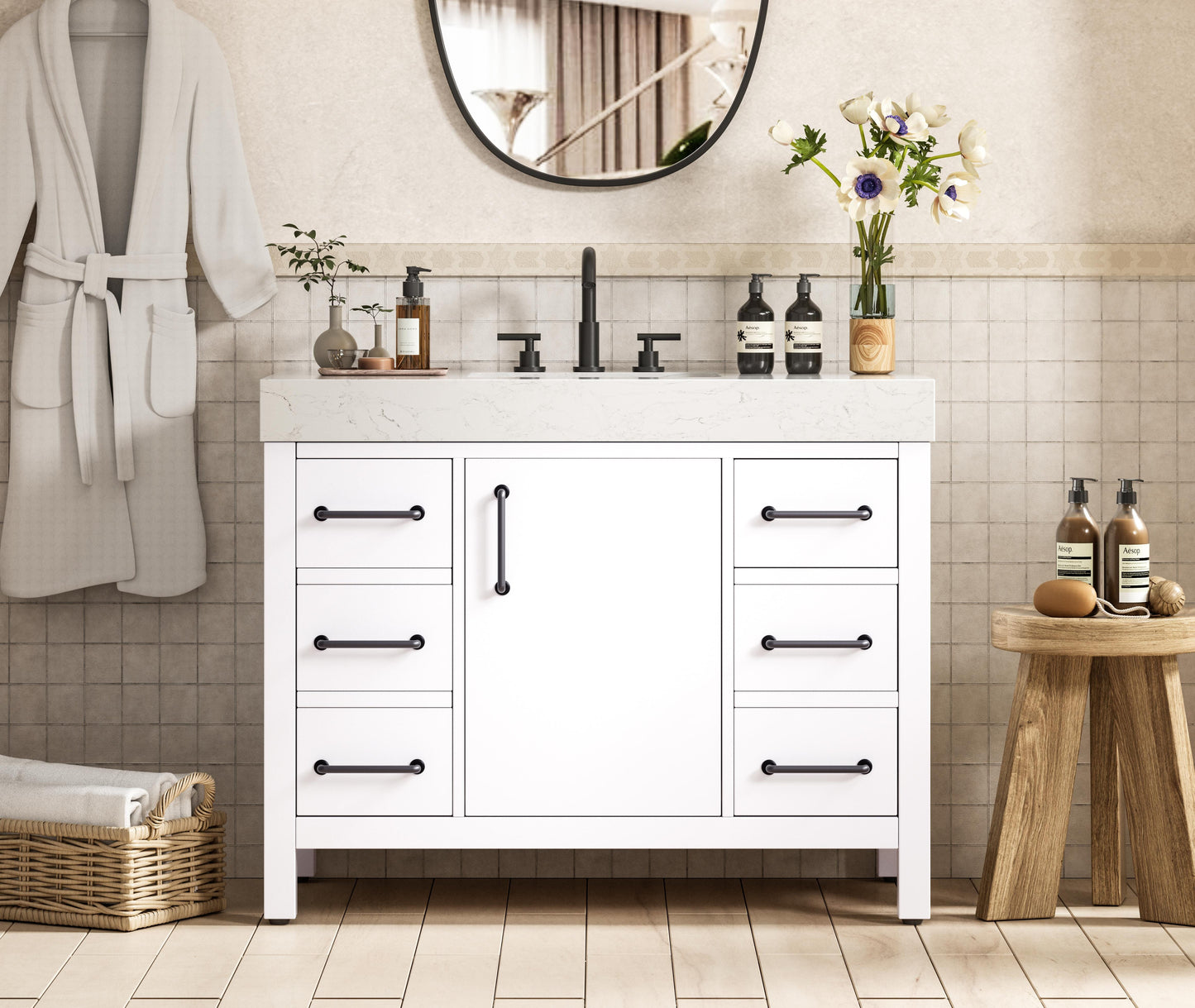42 inch Single Bathroom Vanity In White