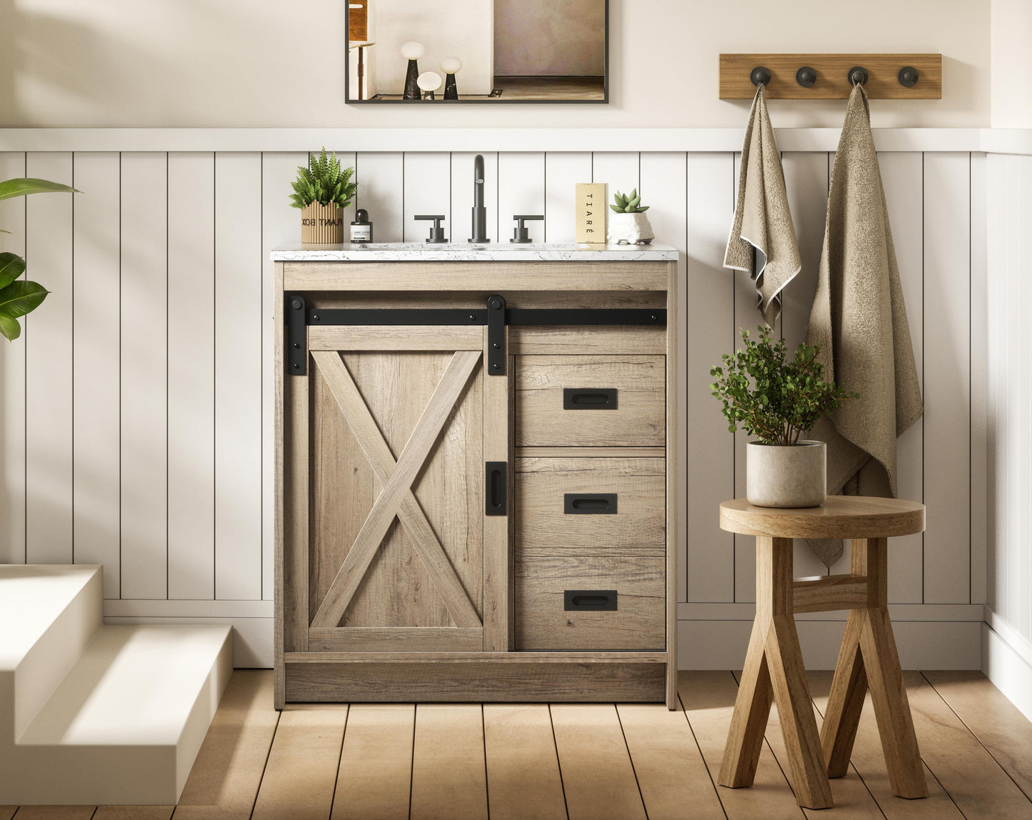 Austin 30 inch Single Bathroom Vanity in Natural Oak