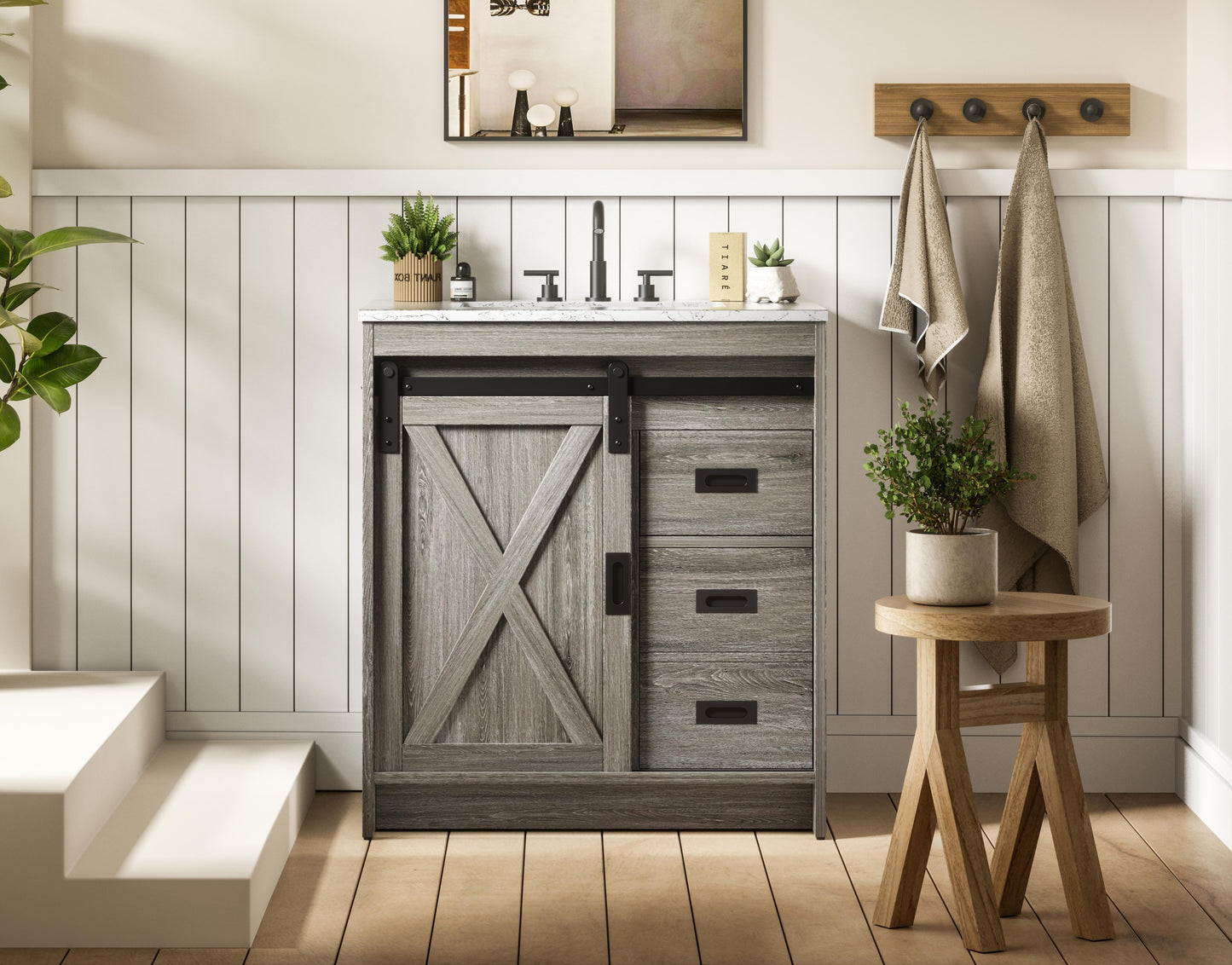 Austin 30 inch Single Bathroom Vanity in Rustic Grey