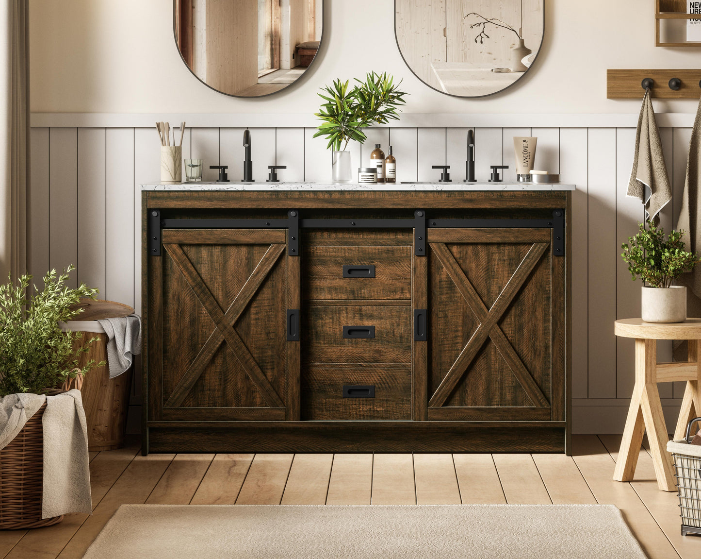 Austin 54 inch Double Bathroom Vanity in Expresso