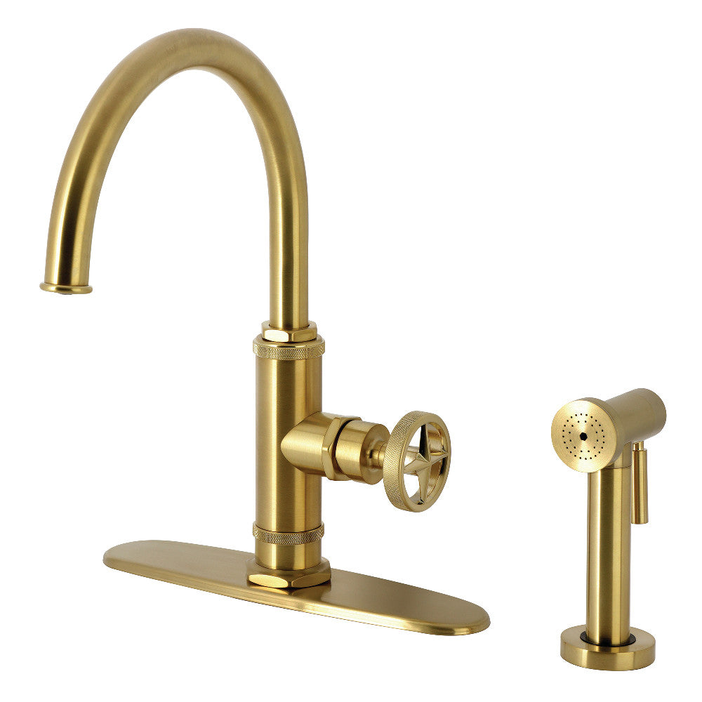 Ostro One Handle Kitchen Faucet in Brushed Brass