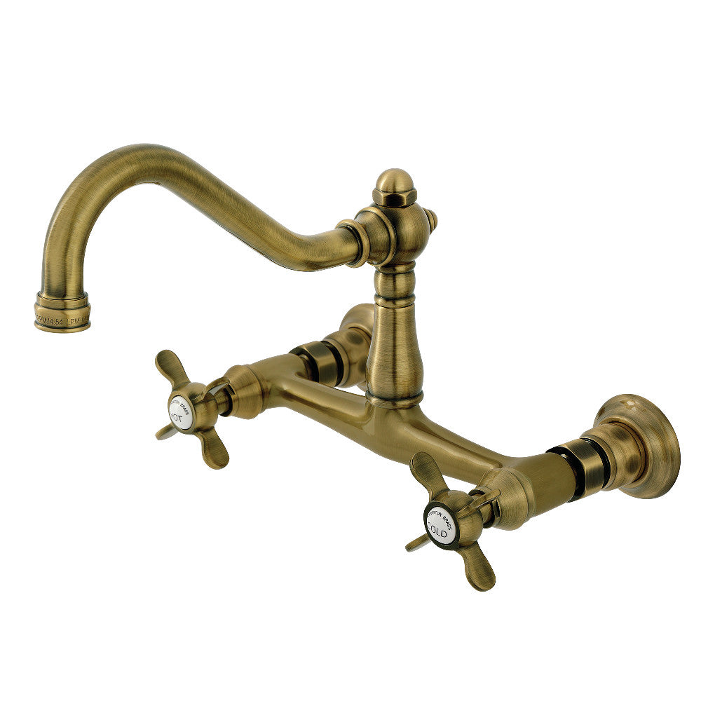 Essex Wall-Mount Bathroom Faucet in Antique Brass