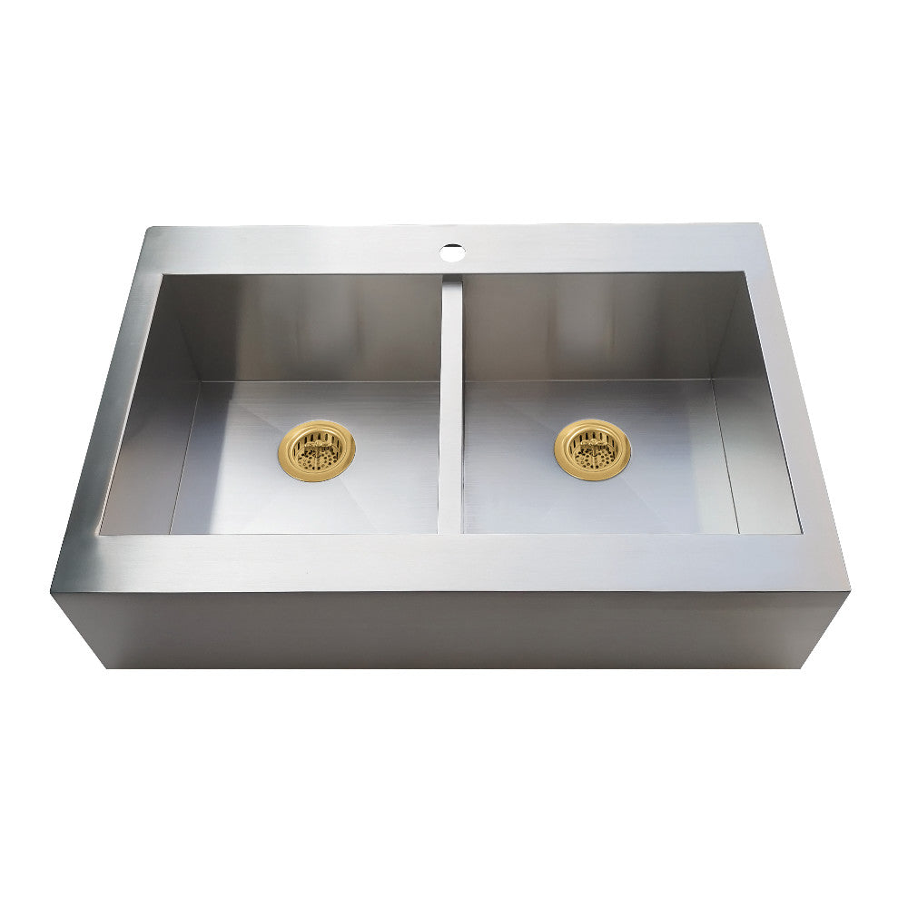 Edinburg 32.75 Inch Drop-In Kitchen Sink in Brushed Brass