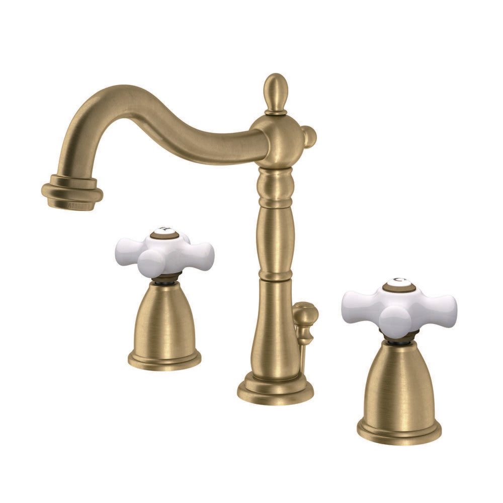 Heritage Widespread Bathroom Faucet in Brushed Brass