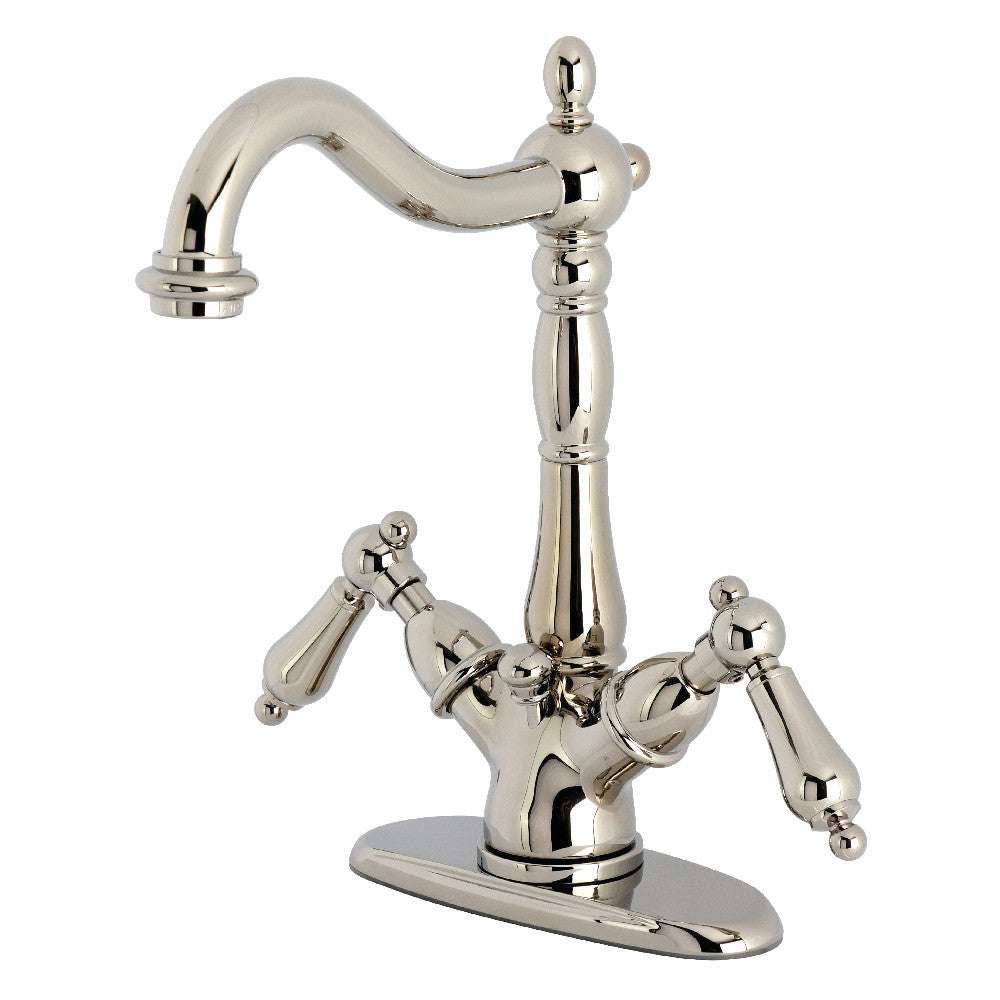 Heritage 4 Inch Centerset Bathroom Faucet in Polished Nickel