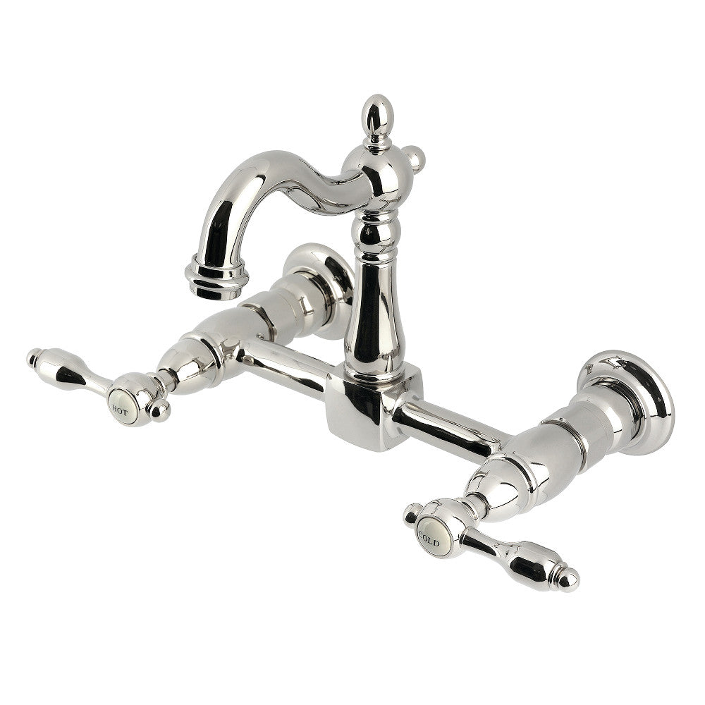 Tudor Wall Mount Kitchen Faucet in Polished Nickel