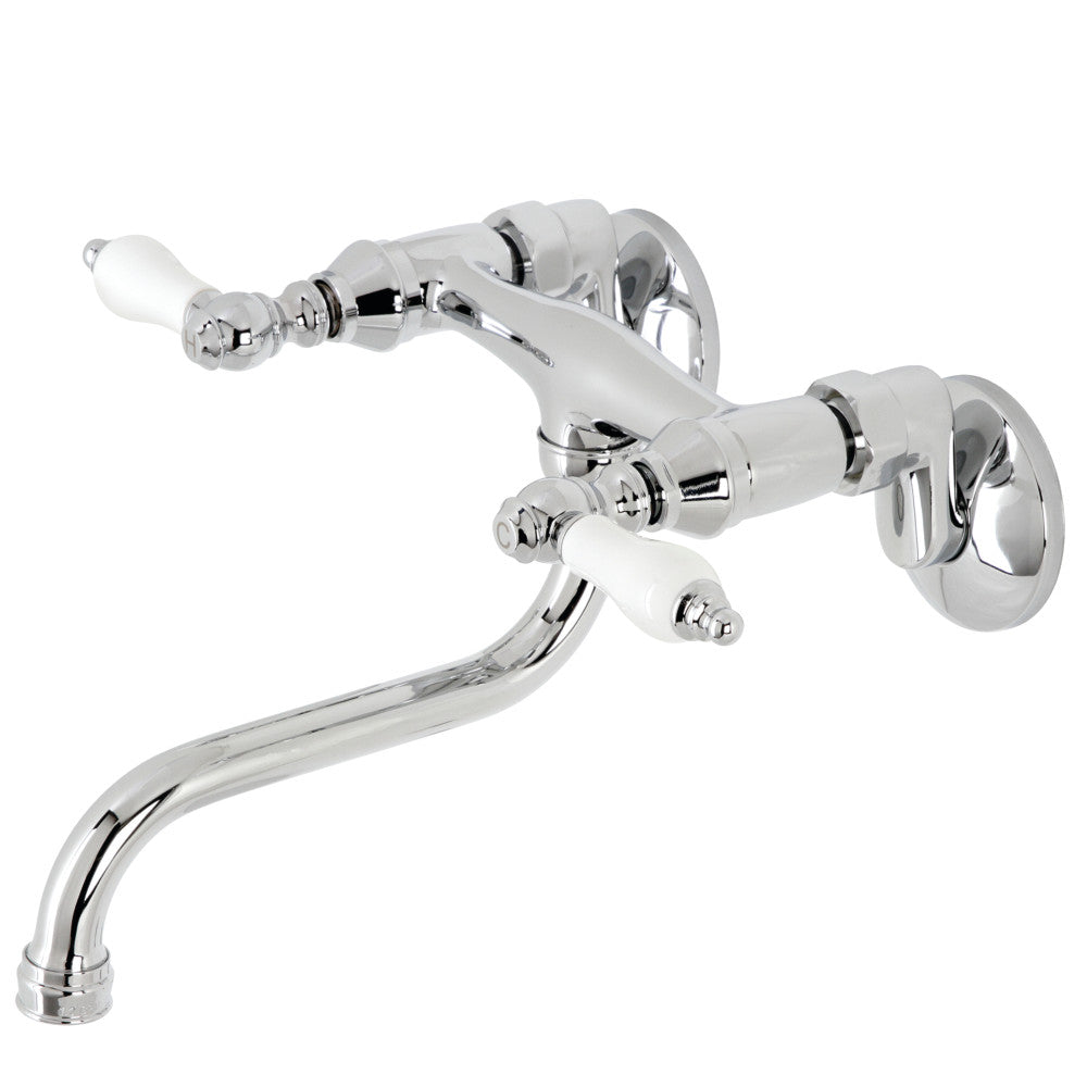 Kingston Wall-Mount Bathroom Faucet in Polished Chrome