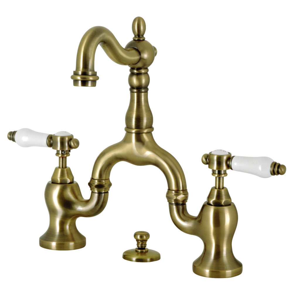 Bel-Air Bridge Bathroom Faucet in Antique Brass