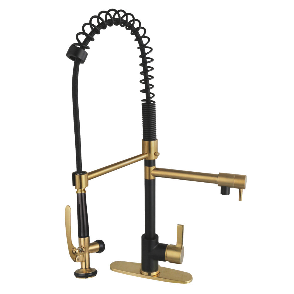 Continental Pre-Rinse Kitchen Faucet in Matte Black/Brushed Brass