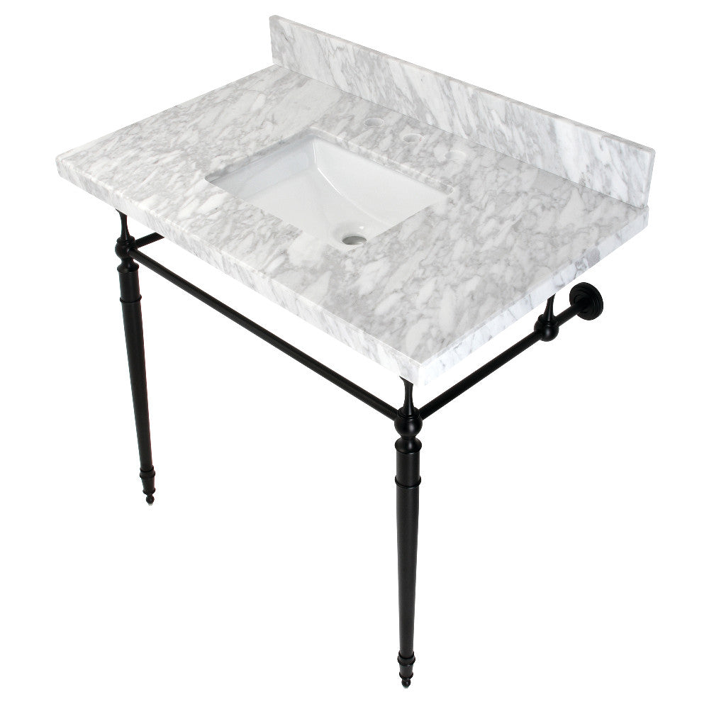 Edwardian 36 Inch Console Sink in Carrara Marble