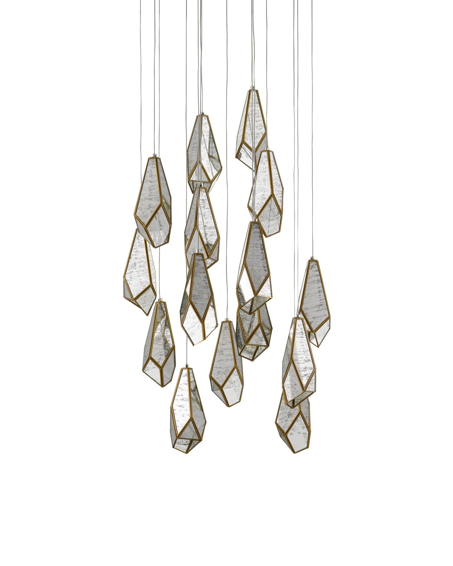 Glace Mirror 15-Light Round Multi-Drop Pendant
