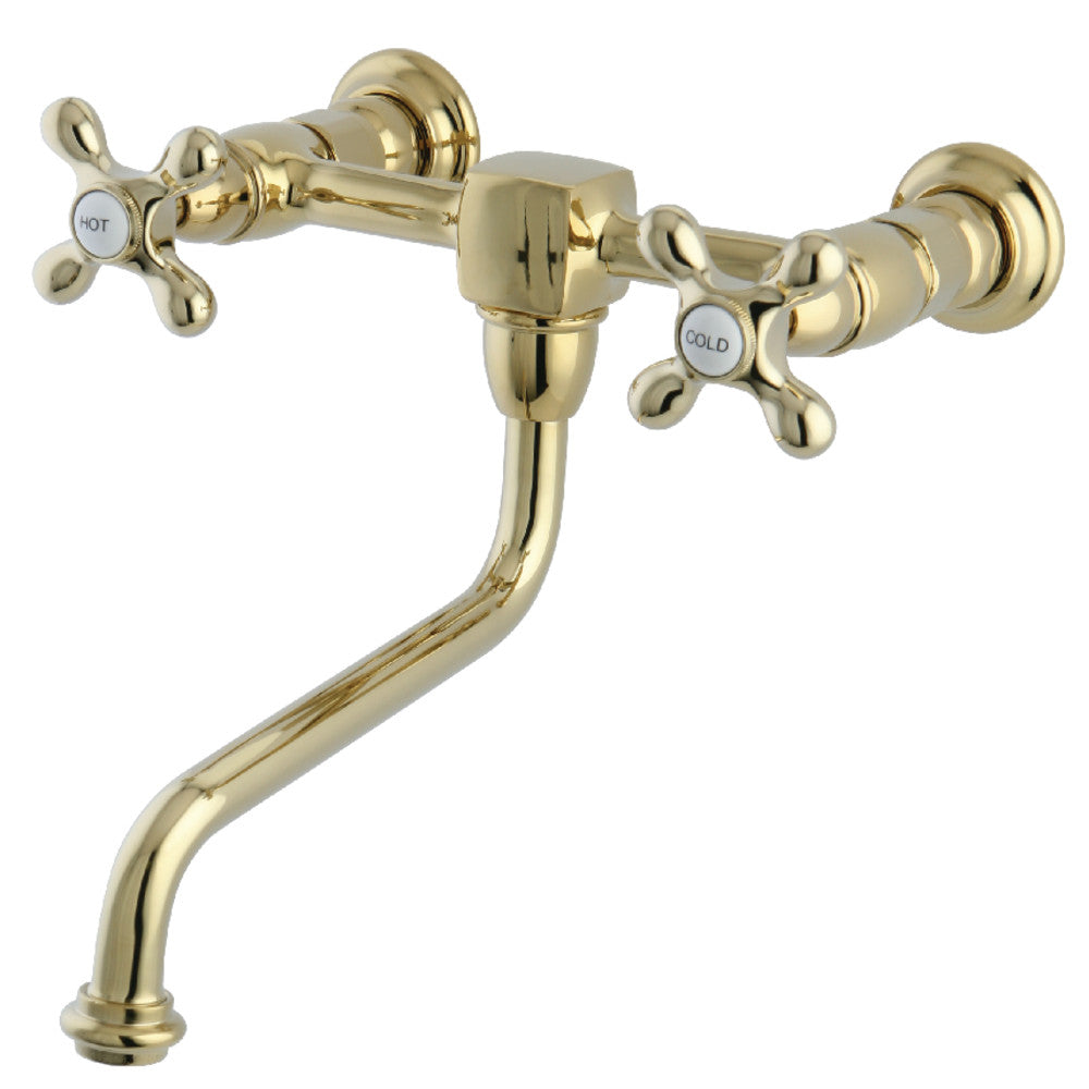Heritage Wall-Mount Bathroom Faucet in Polished Brass