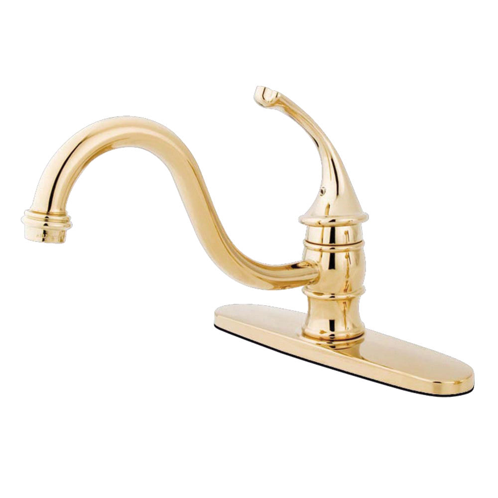 Georgian One Handle Kitchen Faucet in Polished Brass