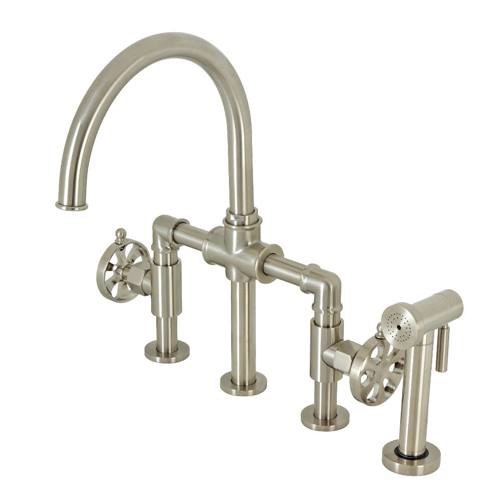 Belknap Bridge Kitchen Faucet in Brushed Nickel