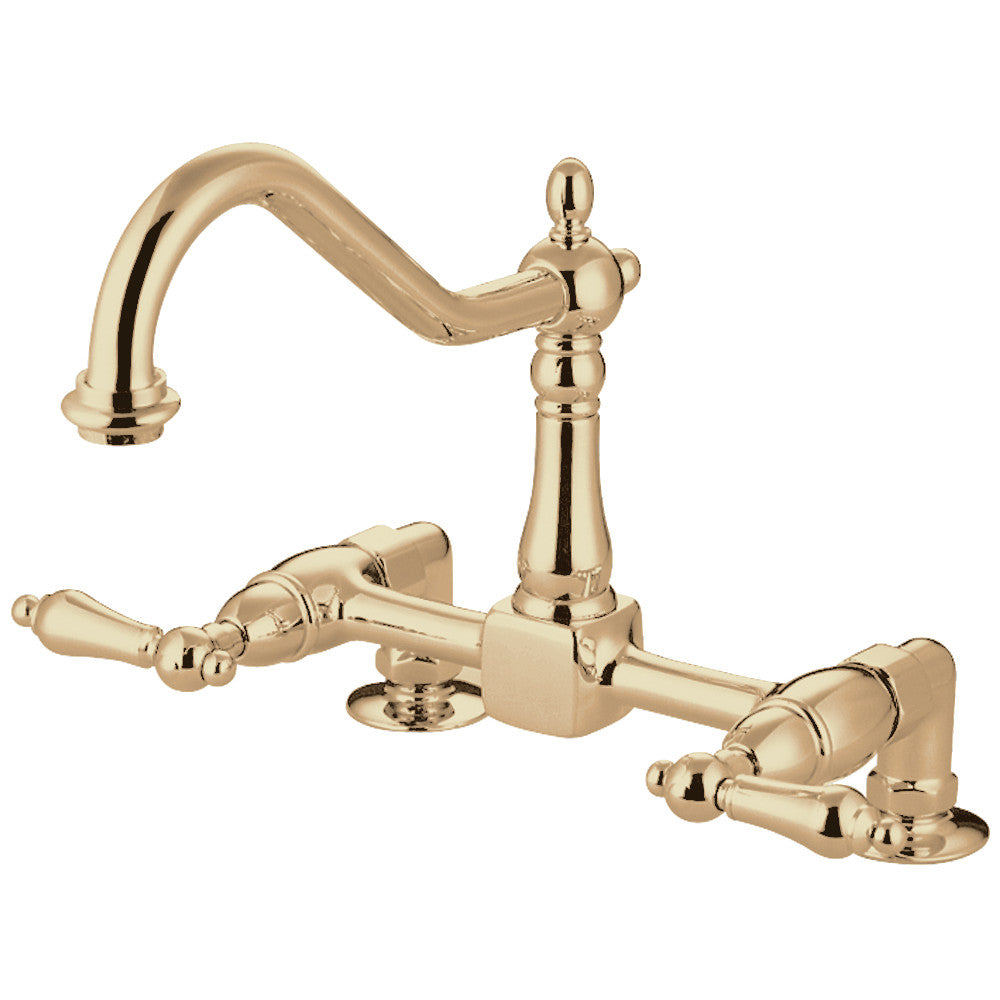 Heritage Bridge Kitchen Faucet in Polished Brass