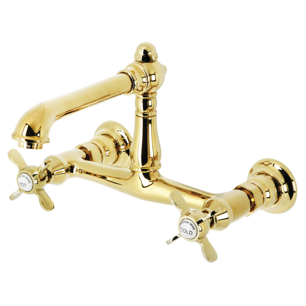 Essex Wall-Mount Bathroom Faucet in Polished Brass