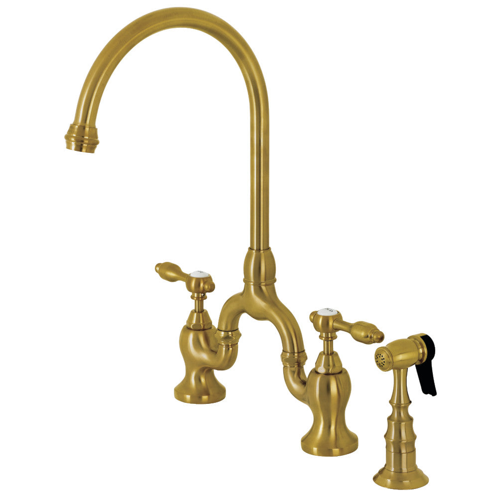 Tudor Bridge Kitchen Faucet in Brushed Brass