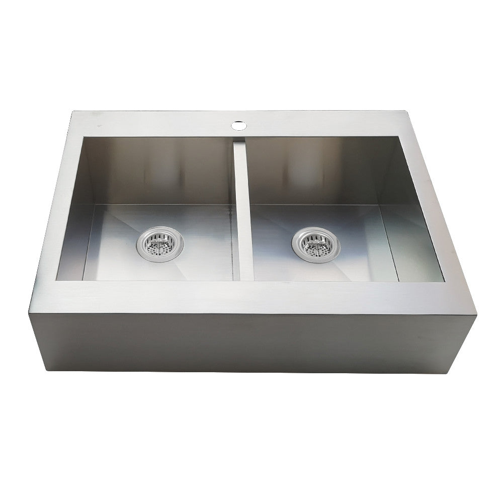 Edinburg 35.75 Inch Drop-In Kitchen Sink in Polished Chrome